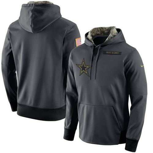 Men's Dallas Cowboys Nike Anthracite Salute to Service Player Performance Hoodie - Click Image to Close